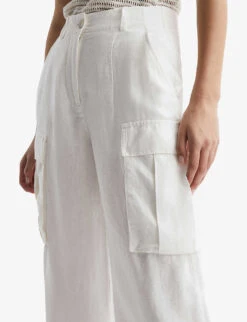 Reiss Robyn Patch-pocket Wide-leg Linen Trousers -Ted Bakee Clothing Shop R04122262 WHITE ALT04