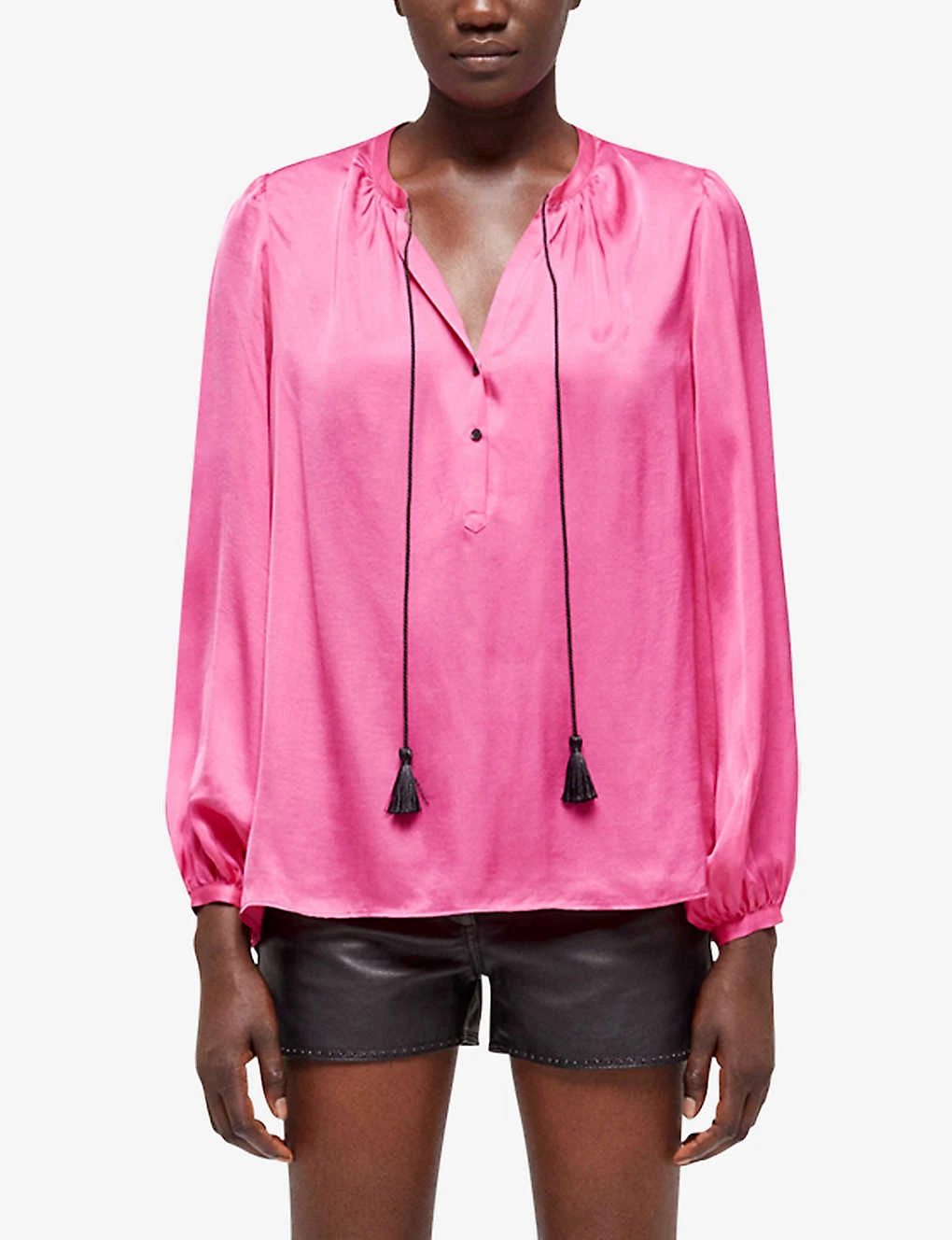 THE KOOPLES Tassel-fastened Satin Blouse 3 THE KOOPLES Tassel-fastened Satin Blouse - Image 3