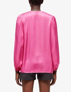 THE KOOPLES Tassel-fastened Satin Blouse 8 THE KOOPLES Tassel-fastened Satin Blouse -Ted Bakee Clothing Shop R04122320 PIN01 ALT03