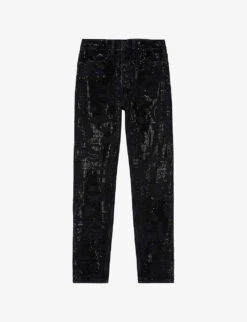 THE KOOPLES Rhinestone-embellished Slim-leg Mid-rise Stretch-denim Jeans