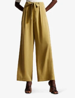 Ted Baker Jemila Wide-leg Lyocell Trousers -Ted Bakee Clothing Shop R04122565 KHAKI ALT02