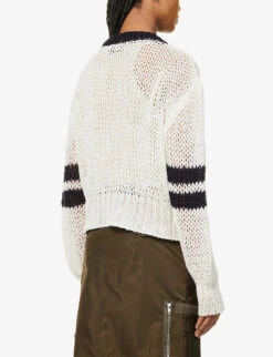 Cheer Logo-pattern Wool And Alpaca-blend Knitted Jumper -Ted Bakee Clothing Shop R04123217 CREAMNAVY ALT03