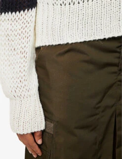 Cheer Logo-pattern Wool And Alpaca-blend Knitted Jumper -Ted Bakee Clothing Shop R04123217 CREAMNAVY ALT05