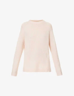 Toteme Scoop-neck Logo-embroidered Alpaca Wool, Cashmere And Silk-blend Jumper