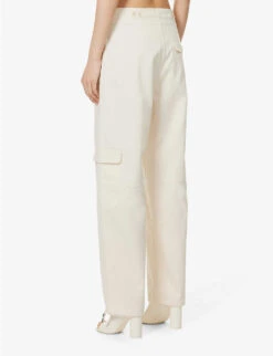 Toteme Drawstring-waist Straight-leg High-rise Organic-cotton Trousers -Ted Bakee Clothing Shop R04124849 ECRU ALT03