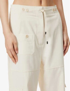 Toteme Drawstring-waist Straight-leg High-rise Organic-cotton Trousers -Ted Bakee Clothing Shop R04124849 ECRU ALT04