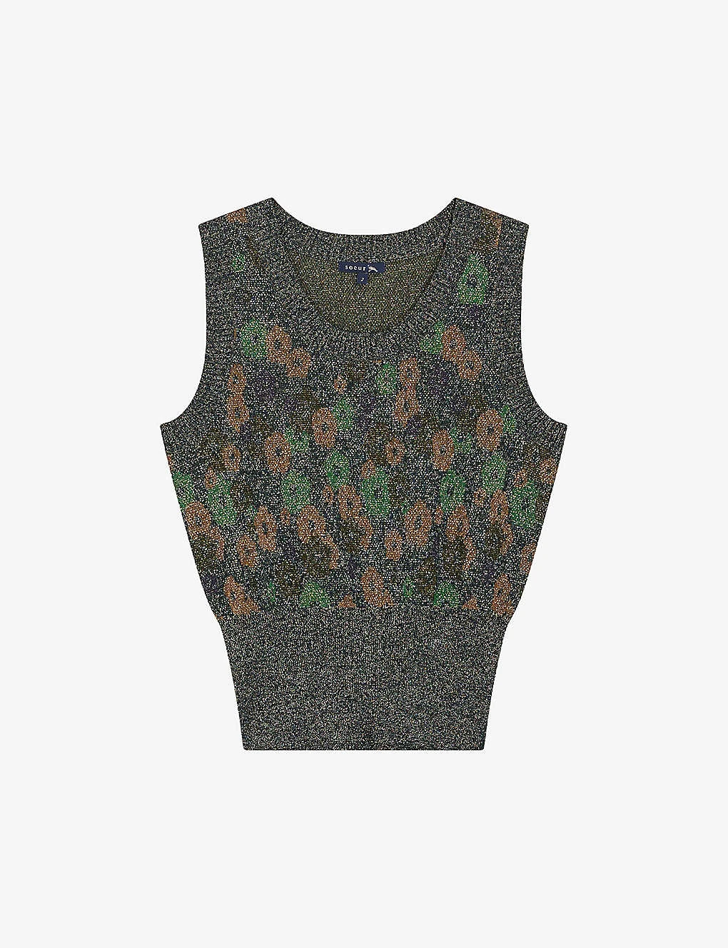 Soeur Peton Floral-embroidered Metallic-thread Woven Jumper 1 Soeur Peton Floral-embroidered Metallic-thread Woven Jumper