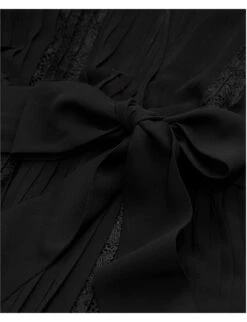 THE KOOPLES Lace-trim Pleated Woven Mini Dress -Ted Bakee Clothing Shop R04127738 BLA01 ALT06