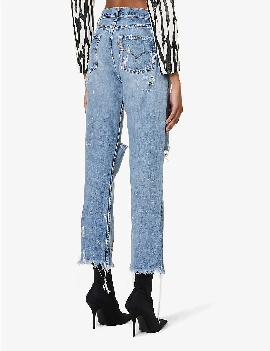 Paint-splatter Straight Wide-leg Mid-rise Jeans 4 Paint-splatter Straight Wide-leg Mid-rise Jeans - Image 4