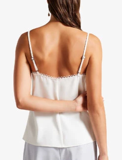 Ted Baker Andreno Looped-trim V-neck Woven Cami Top -Ted Bakee Clothing Shop R04128531 WHITE ALT03
