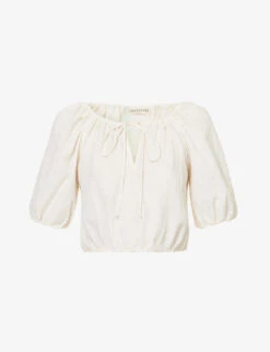 Rosa Cropped Relaxed-fit Organic-linen Top