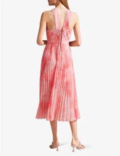 Ted Baker Mirelia Cross-front Pleated Woven Midi Dress -Ted Bakee Clothing Shop R04129702 CORAL ALT03