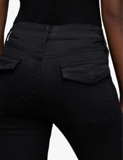 AllSaints Duran Zip-embellished Skinny-leg Mid-rise Denim Jeans -Ted Bakee Clothing Shop R04131475 BLACK ALT05