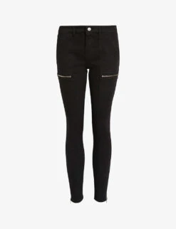 AllSaints Duran Zip-embellished Skinny-leg Mid-rise Denim Jeans