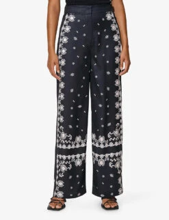 By Malina Pia Abstract-print Wide-leg High-rise Recycled-polyester Trousers -Ted Bakee Clothing Shop R04133210 SIERRA ALT02