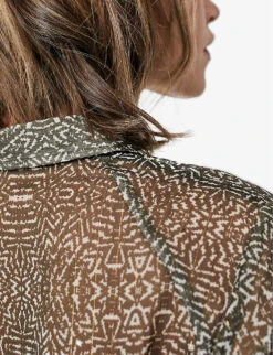 Ikks Abstract-print Woven Shirt -Ted Bakee Clothing Shop R04133242 EMERALD ALT04