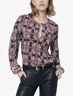 Ikks Boho-print Woven Top -Ted Bakee Clothing Shop R04133243 RASPBERRY ALT02