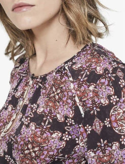 Ikks Boho-print Woven Top -Ted Bakee Clothing Shop R04133243 RASPBERRY ALT04