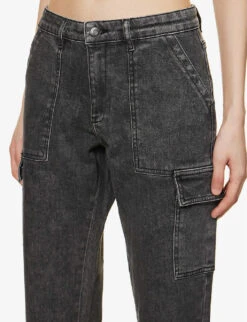 Ikks Combat Tapered-leg Mid-rise Cropped Jeans -Ted Bakee Clothing Shop R04133250 CHARCOALGREY ALT04