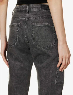 Ikks Combat Tapered-leg Mid-rise Cropped Jeans -Ted Bakee Clothing Shop R04133250 CHARCOALGREY ALT05