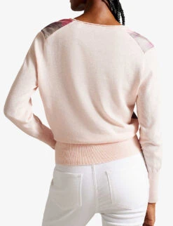 Ted Baker Graphic-print Round-neck Knitted Jumper -Ted Bakee Clothing Shop R04134635 CORAL ALT03