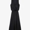THE KOOPLES Plunge-neck Ruched Satin Maxi Dress