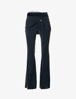Jacquemus Le Pantalon Espelho Draped-panel Flared Low-rise Stretch-woven Trousers