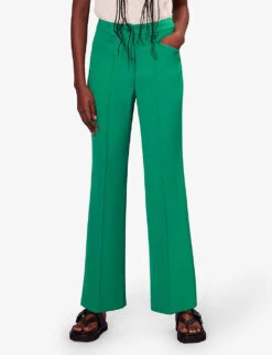 Whistles Flora Straight-leg Mid-rise Stretch-woven Trousers -Ted Bakee Clothing Shop R04135402 GREEN ALT02