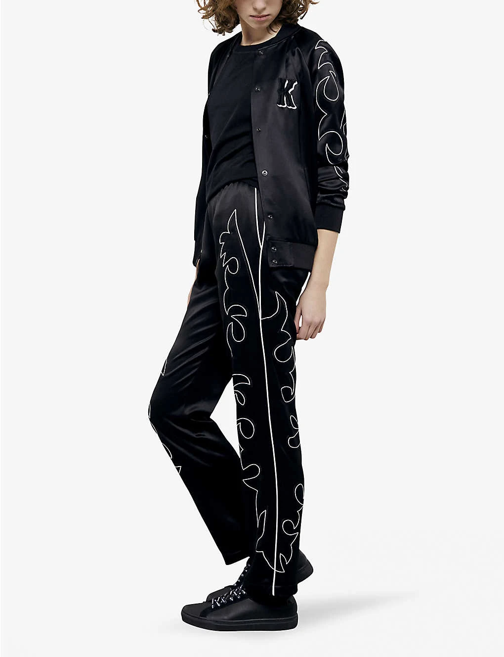 THE KOOPLES Western-motif Embroidered Straight-leg Mid-rise Satin Trousers 2 THE KOOPLES Western-motif Embroidered Straight-leg Mid-rise Satin Trousers - Image 2