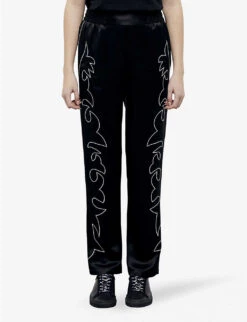 THE KOOPLES Western-motif Embroidered Straight-leg Mid-rise Satin Trousers 7 THE KOOPLES Western-motif Embroidered Straight-leg Mid-rise Satin Trousers -Ted Bakee Clothing Shop R04135423 BLA01 ALT02