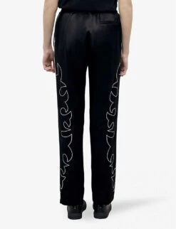 THE KOOPLES Western-motif Embroidered Straight-leg Mid-rise Satin Trousers 8 THE KOOPLES Western-motif Embroidered Straight-leg Mid-rise Satin Trousers -Ted Bakee Clothing Shop R04135423 BLA01 ALT03