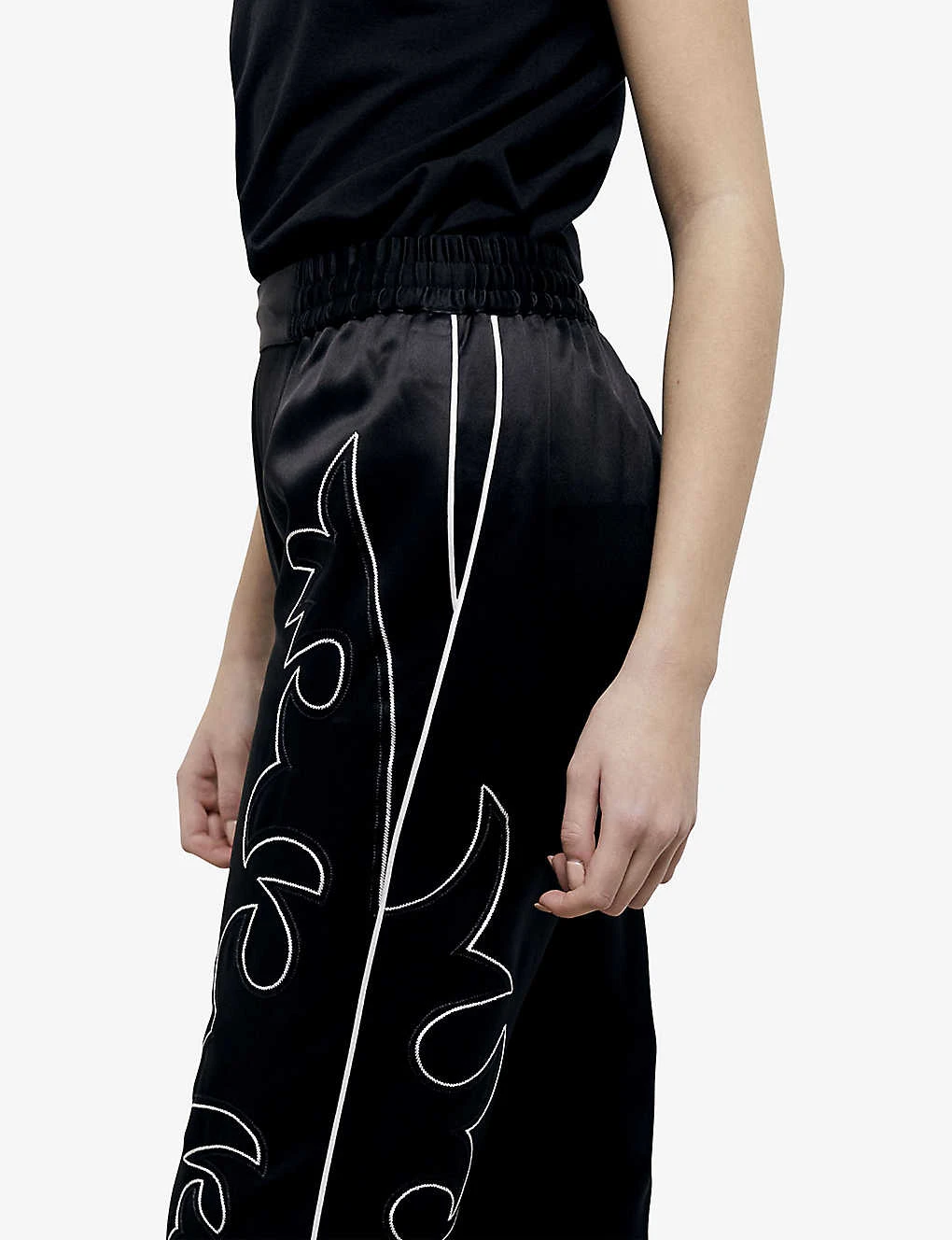 THE KOOPLES Western-motif Embroidered Straight-leg Mid-rise Satin Trousers 5 THE KOOPLES Western-motif Embroidered Straight-leg Mid-rise Satin Trousers - Image 5