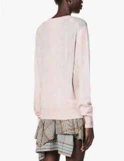 Vivienne Westwood Abstract-print Round-neck Cotton Knitted Jumper -Ted Bakee Clothing Shop R04135880 MULTI ALT03