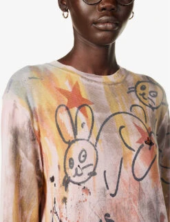 Vivienne Westwood Abstract-print Round-neck Cotton Knitted Jumper -Ted Bakee Clothing Shop R04135880 MULTI ALT04