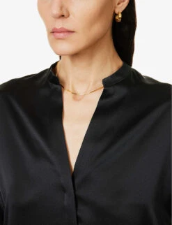 Vince Relaxed-fit Silk Blouse 9 Vince Relaxed-fit Silk Blouse -Ted Bakee Clothing Shop R04137202 BLACK ALT04