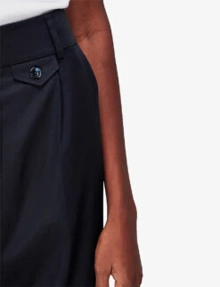 Whistles Tess Long-length Relaxed-fit Woven Trousers -Ted Bakee Clothing Shop R04140092 NAVY ALT03