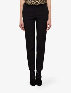 THE KOOPLES High-rise Straight-leg Stretch-woven Trousers -Ted Bakee Clothing Shop R04141752 BLA01 ALT04