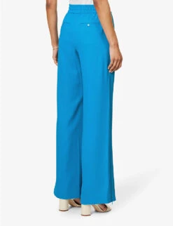 ME AND EM Elasticated-waist Wide-leg High-rise Recycled-polyester Jogging Bottoms -Ted Bakee Clothing Shop R04141803 AQUA ALT03