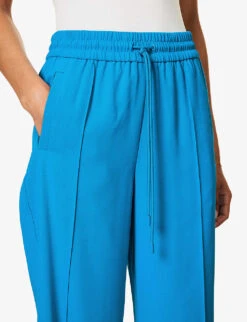ME AND EM Elasticated-waist Wide-leg High-rise Recycled-polyester Jogging Bottoms -Ted Bakee Clothing Shop R04141803 AQUA ALT05