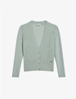 Ted Baker Joslina Pointelle-knit Cotton-blend Cardigan