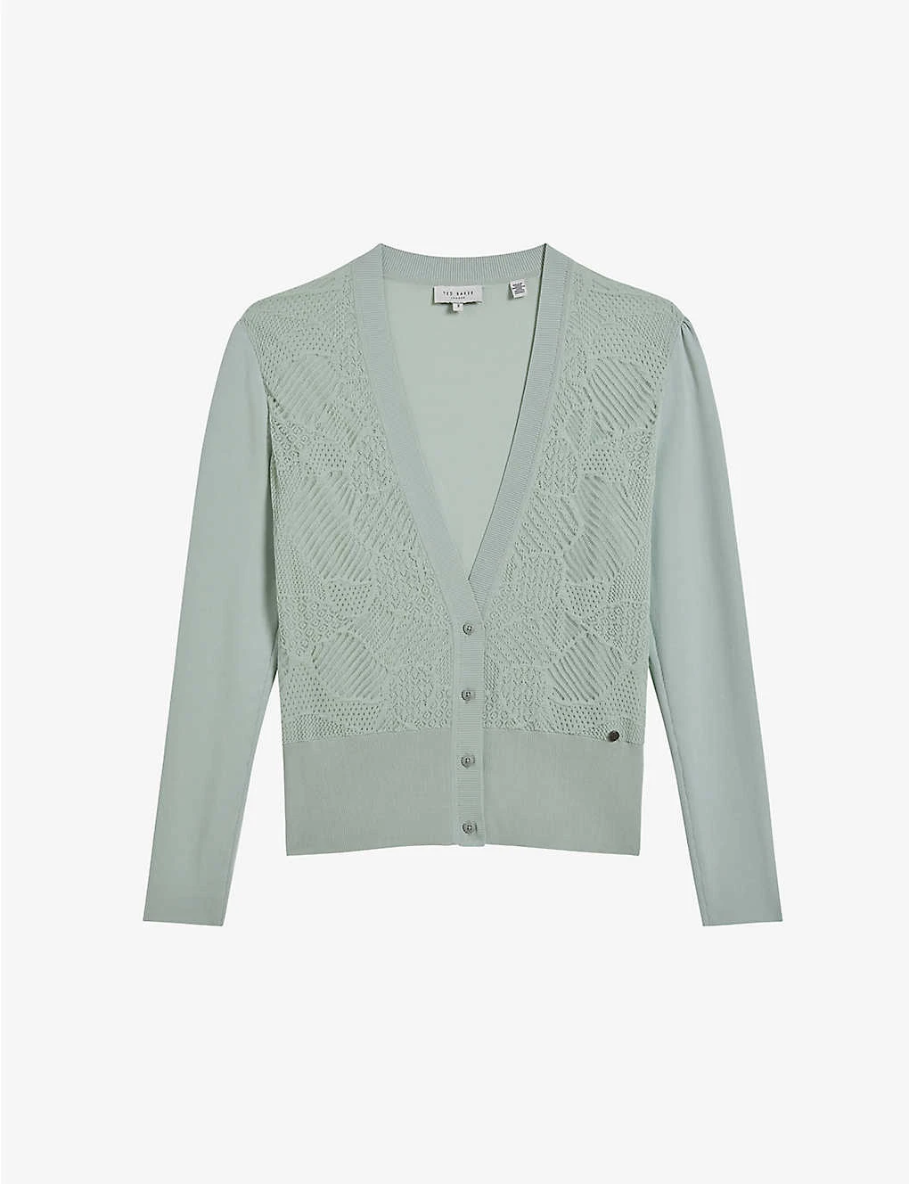 Ted Baker Joslina Pointelle-knit Cotton-blend Cardigan 1 Ted Baker Joslina Pointelle-knit Cotton-blend Cardigan