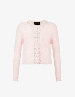 Crystal Bead-embellished Wool And Cashmere-blend Knitted Cardigan