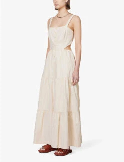Paige Shadi Cut-out Linen And Cotton-blend Maxi Dress -Ted Bakee Clothing Shop R04144138 ANTIQUEPAPER ALT02