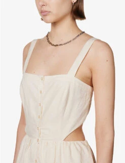 Paige Shadi Cut-out Linen And Cotton-blend Maxi Dress -Ted Bakee Clothing Shop R04144138 ANTIQUEPAPER ALT04