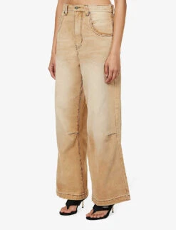 Jaded London Colossus Faded-wash Wide-leg Low-rise Jeans -Ted Bakee Clothing Shop R04145888 SAND ALT02