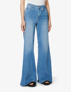 FRAME Le Palazzo Wide-leg High-rise Stretch-denim Jeans -Ted Bakee Clothing Shop R04146412 DANBURY ALT02