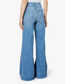 FRAME Le Palazzo Wide-leg High-rise Stretch-denim Jeans -Ted Bakee Clothing Shop R04146412 DANBURY ALT03