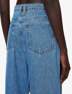 FRAME Le High ‘N’ Tight Contrast-stitch Wide-leg High-rise Jeans -Ted Bakee Clothing Shop R04146422 MEADOW ALT05