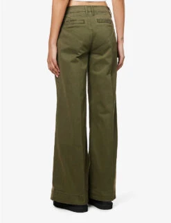 FRAME Le Tomboy Wide-leg Mid-rise Stretch-cotton Trousers -Ted Bakee Clothing Shop R04146427 WASHEDFATIGUE ALT03