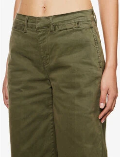 FRAME Le Tomboy Wide-leg Mid-rise Stretch-cotton Trousers -Ted Bakee Clothing Shop R04146427 WASHEDFATIGUE ALT04